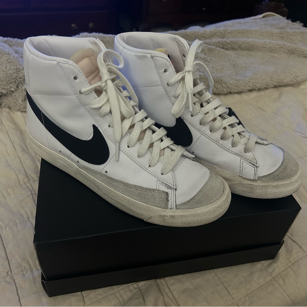 Nike White and Black High-Top Sneakers